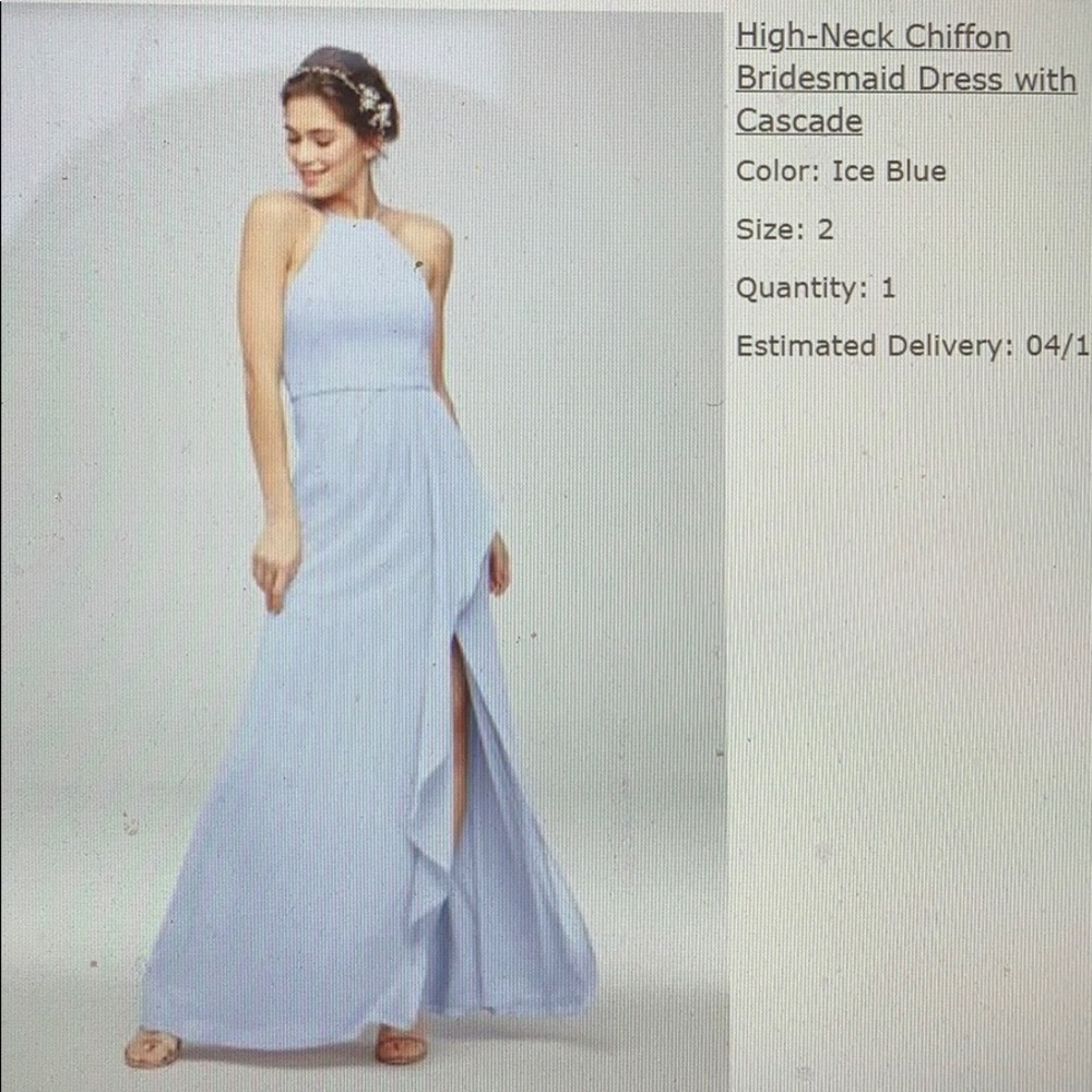David’s Bridal High Neck Chiffon Bridesmaid Dress